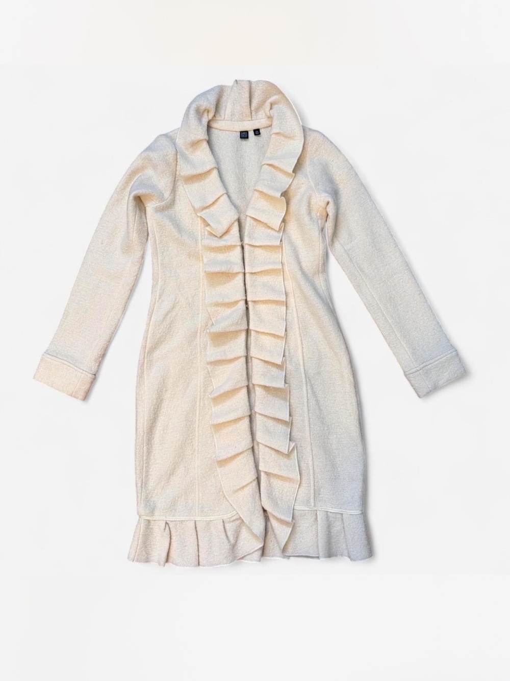 Vintage Saks Fifth Avenue Wool Ruffle Long Cardigan Sweater XS